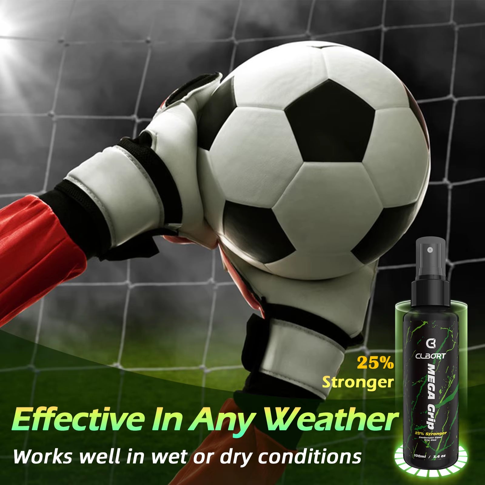 Clbort Goalkeeper Glove Grip Spray, MSDS Certified Goalie Glove Glue, 100Ml